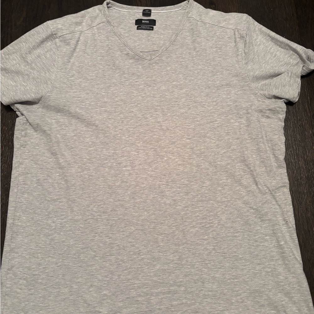 Boss Light Gray V-Neck T-Shirt